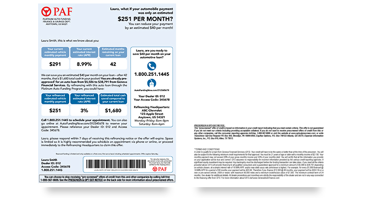 Service Chex Sales Mailer sample