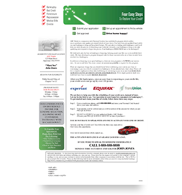 Service Chex Sales Mailer sample